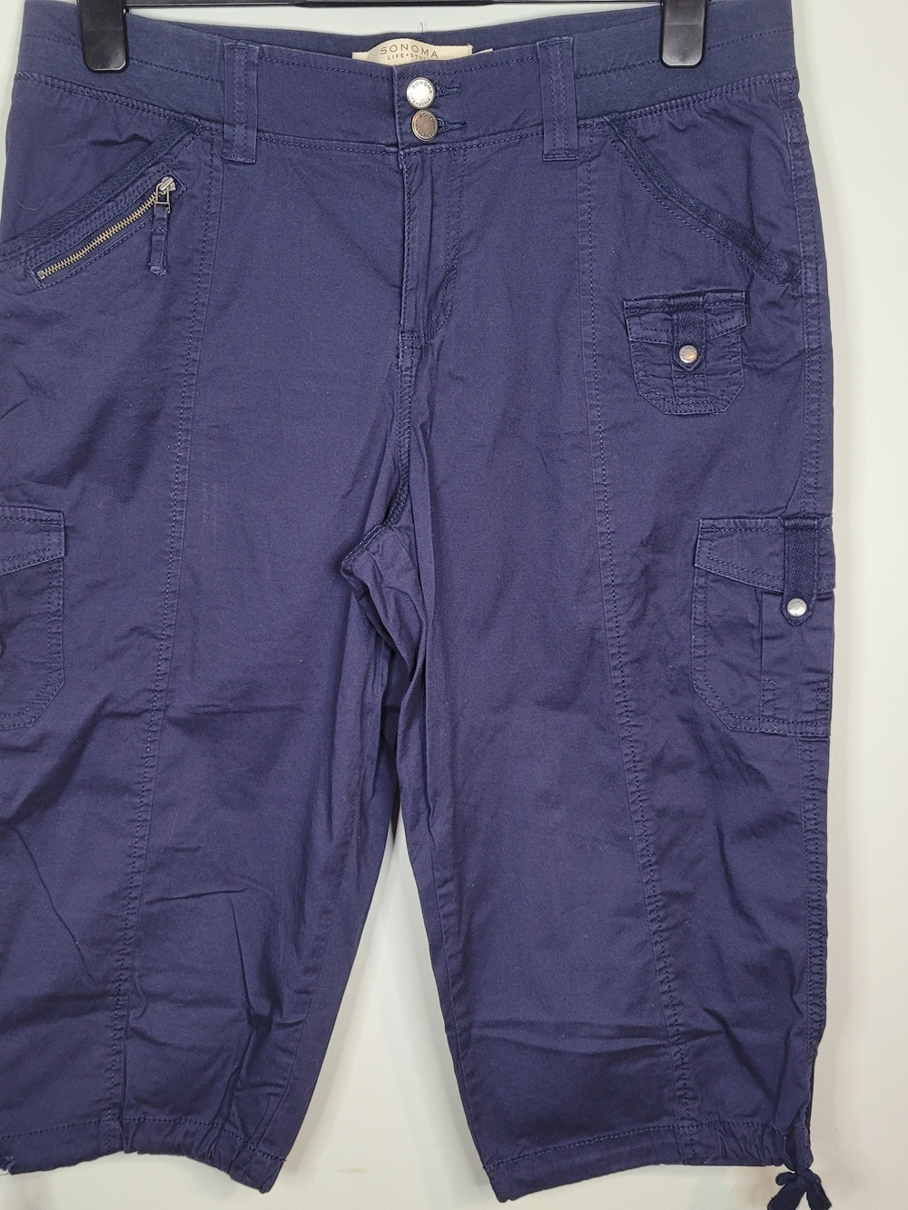 Sonoma Woman's Navy Cargo Capris Mid Rise Size 12